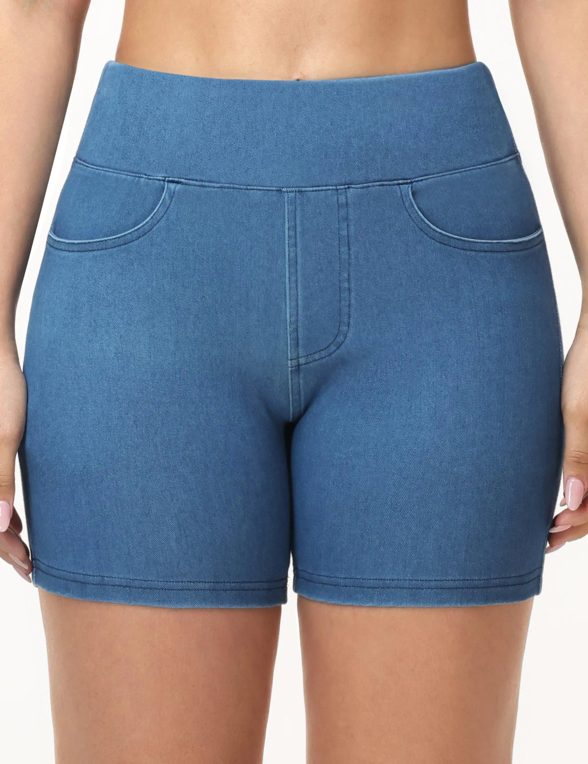 The Gym People Women High Waisted Stretch Denim Shorts