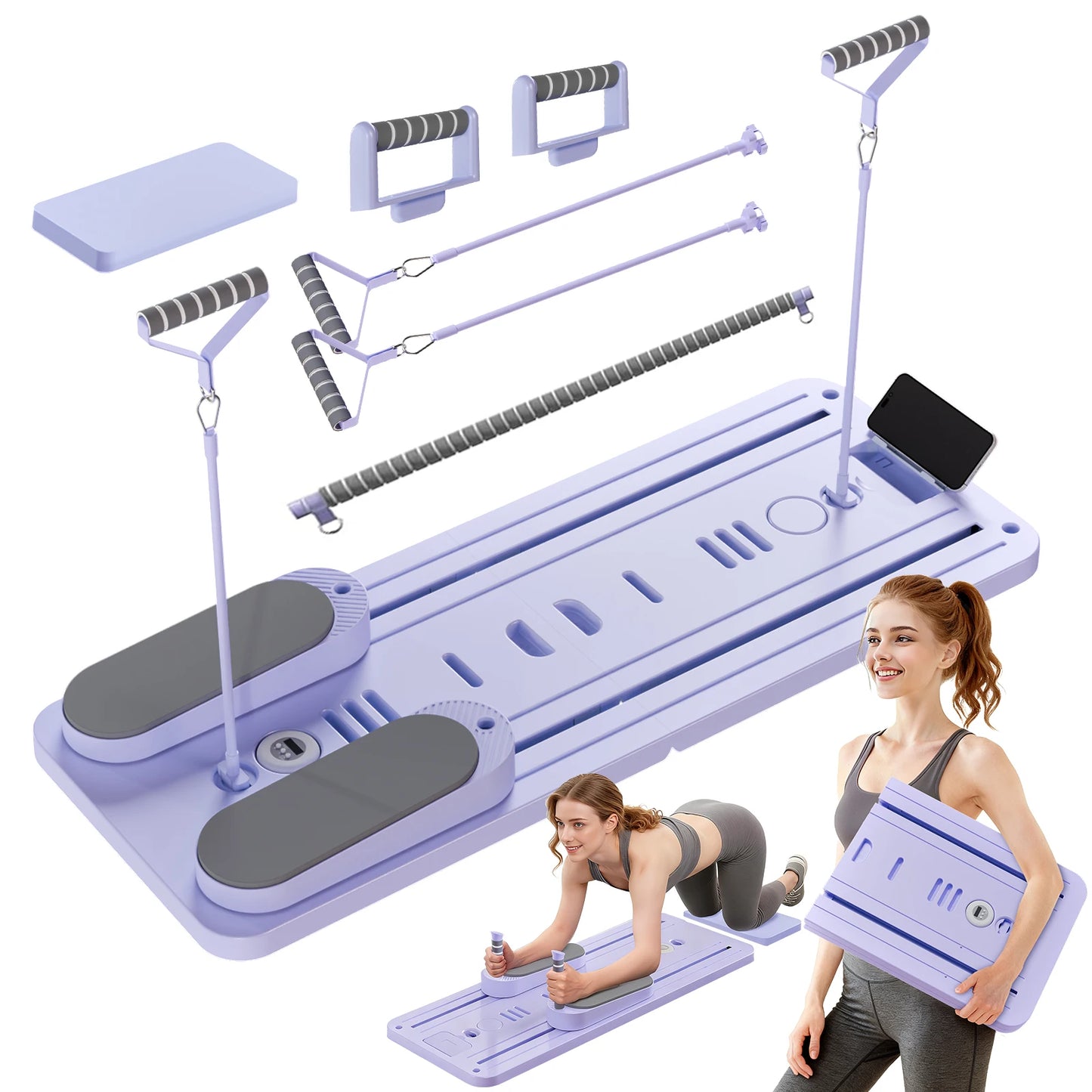 Foldable Pilates Bar Ab Board Core Trainer For Home Gym