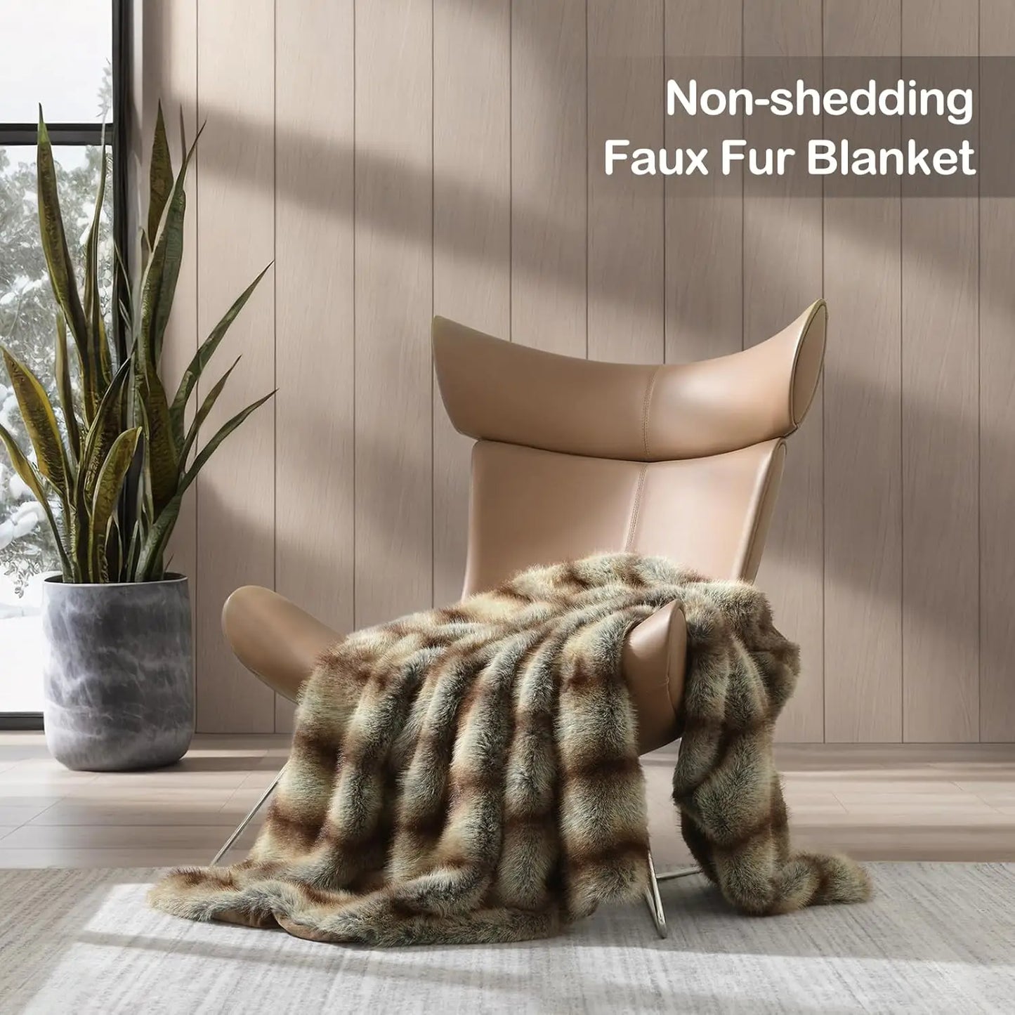 Luxurious Plush Throw Blanket With Faux Fur For Cozy Comfort