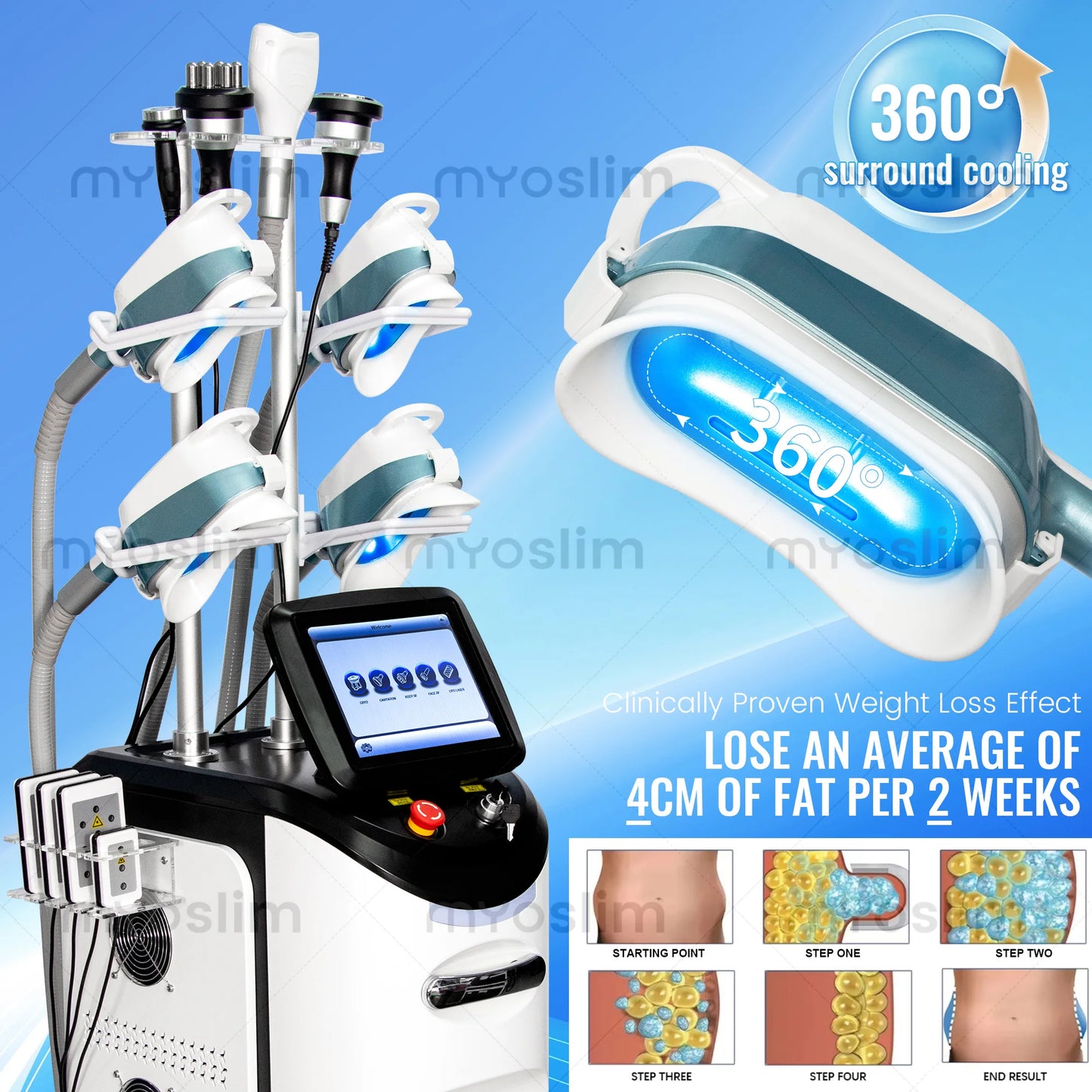 360 Cryo Fat Freezer Slimming Machine For Body Contouring
