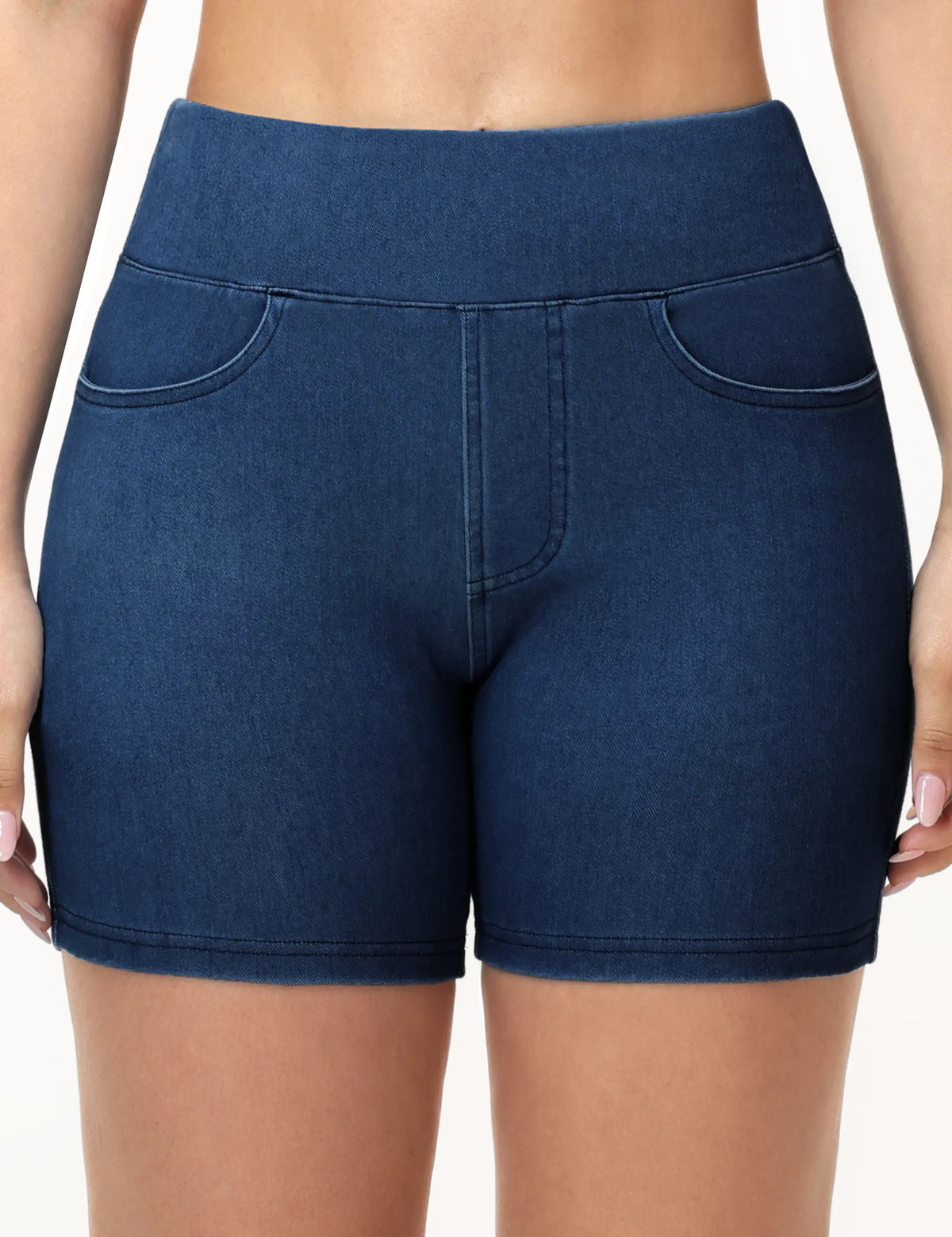 The Gym People Women High Waisted Stretch Denim Shorts