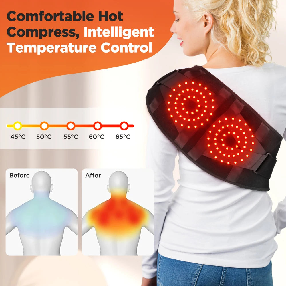 Heating Vibration Massager Belt Red Light Hot Compress Waist Support Brace Waist Back Massage Lumbar Support Belt