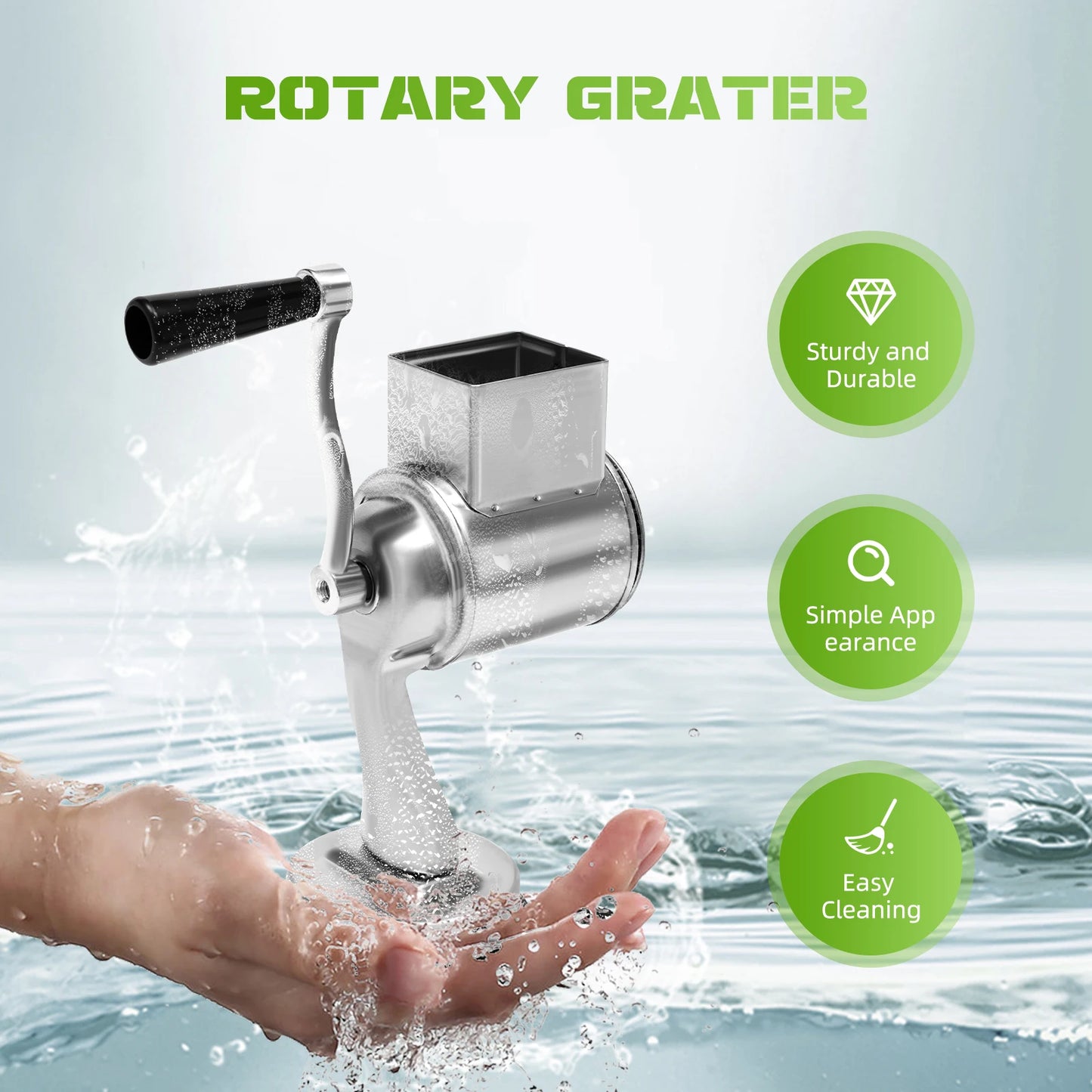 Five Blade Rotary Vegetable Grater With Suction Base Stainless Steel