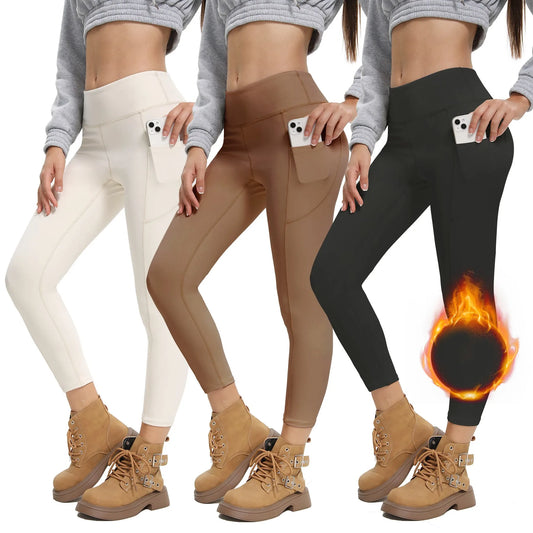 3 Pack High Waisted Leggings With Pockets For Women Butt Lifting Tummy Control