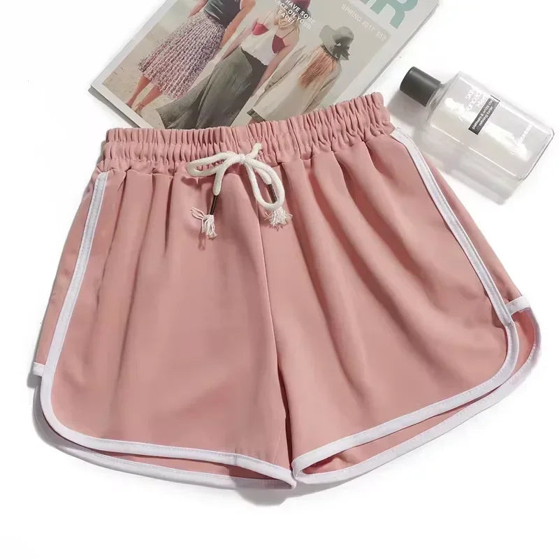 Women Striped Sports Shorts Korean Style Casual Loose Wide Leg