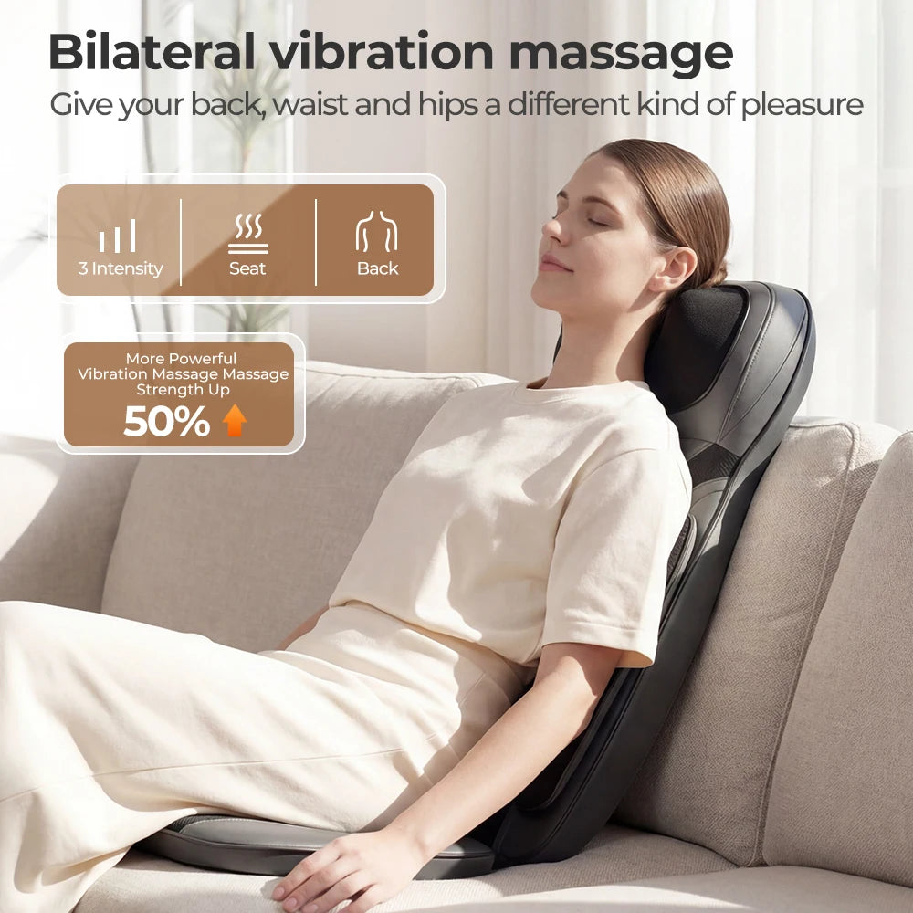 Shiatsu Neck Back Massager with Heat, Adjustable Massage Chair Pad Back Support Massage Seat Cushion for Full Body Massager Gifts for Dad Mom, Adjustable Intensity and Height for Office Chair and Home Use