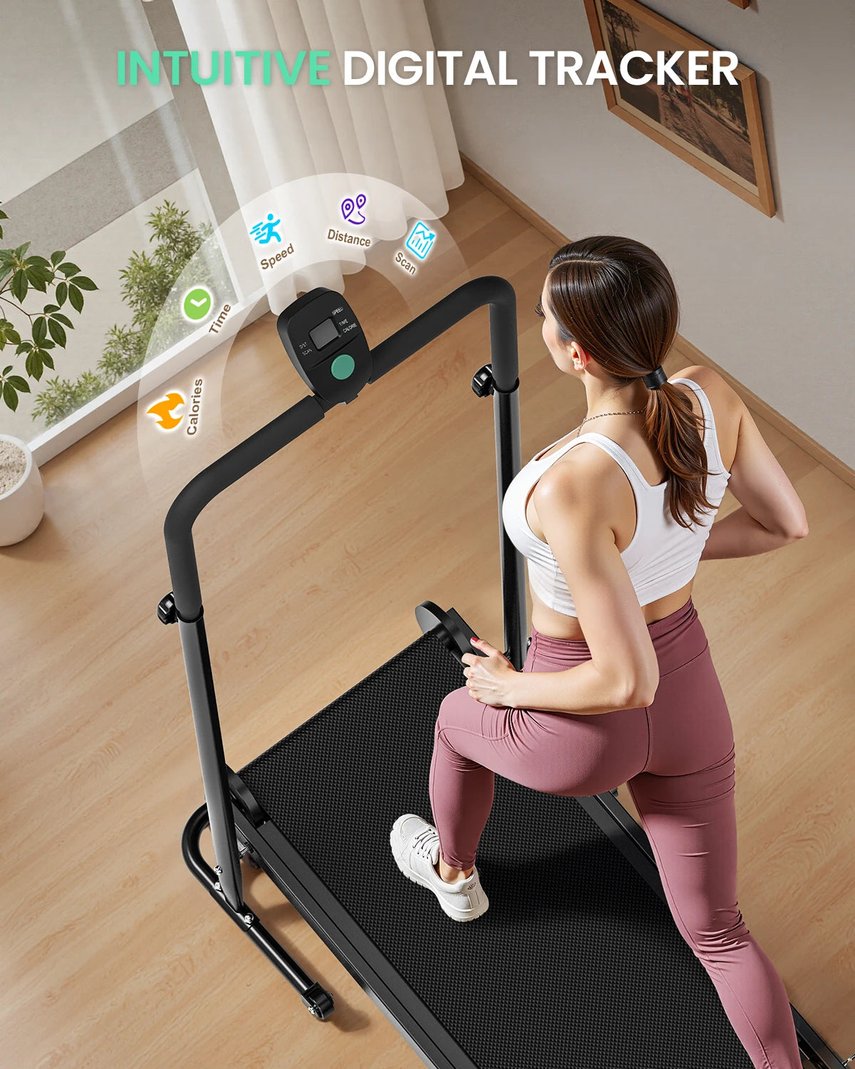 AKLUER Non Electric Treadmill With Dual Flywheels And Fixed Incline
