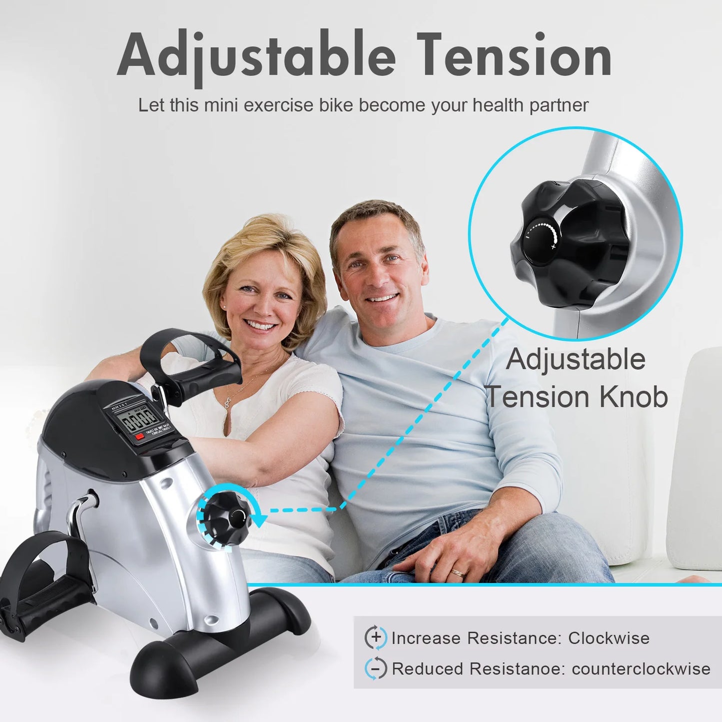 Mini Under Desk Stepper Pedal Exercise Bike With LCD Display
