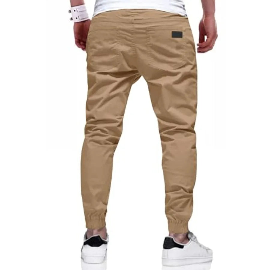 Casual Cargo Joggers For Men With Drawstring Twill Pants