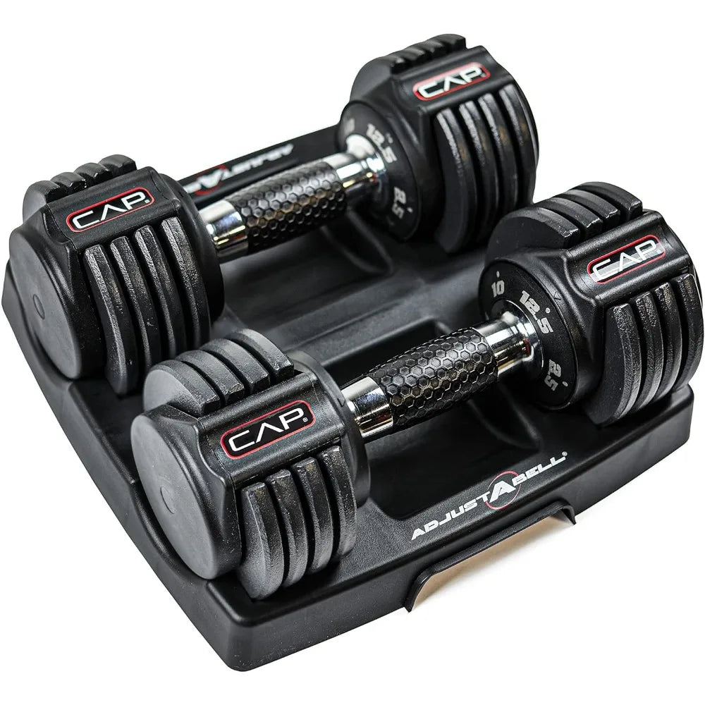 CAP Barbell ADJUSTABELL Adjustable Round Dumbbell Weights - Singles & Pairs | 12.5 lb, 25 lb & 55 lb