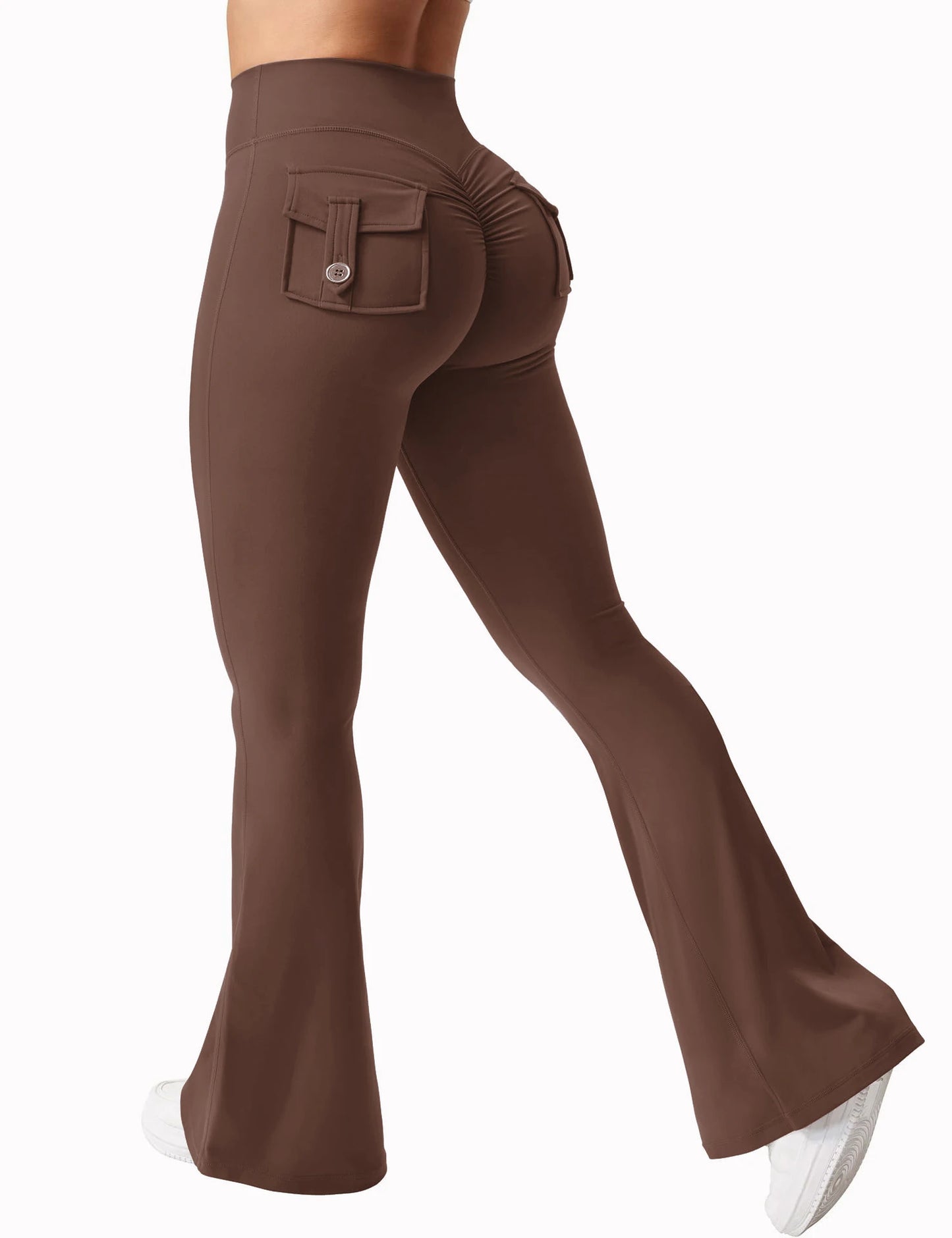 Summer Women's Cargo Pocket Fitness Tights High Waist Running