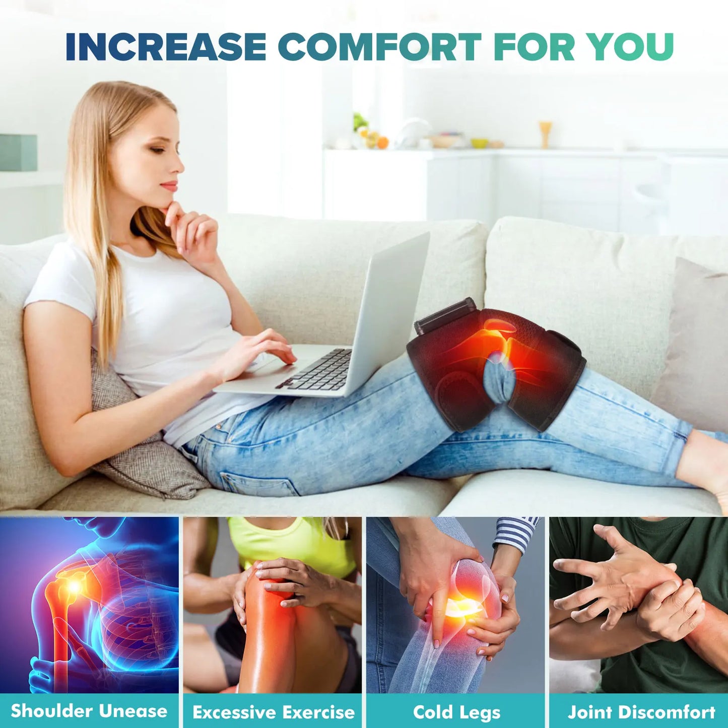 Hailicare Knee Heating Massager With Thermal Pad For Joint Pain Relief