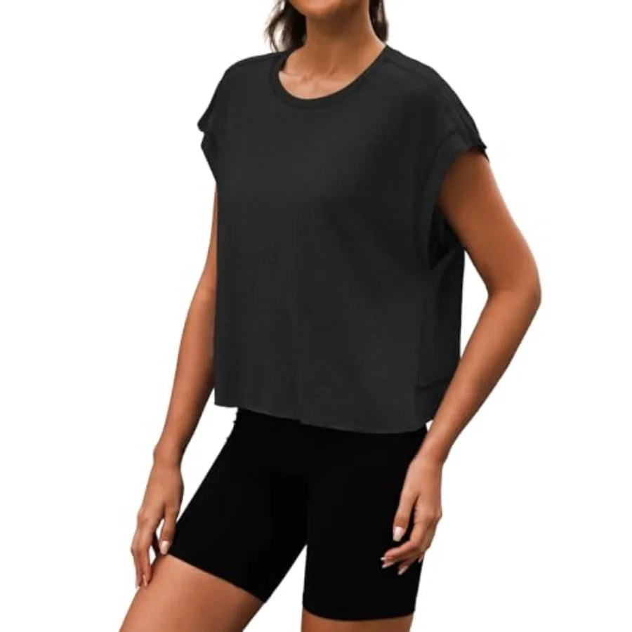 Women Open Back Workout Shirts Short Sleeve Tops Casual Yoga Y2k Athletic Gym Running Crop Tees