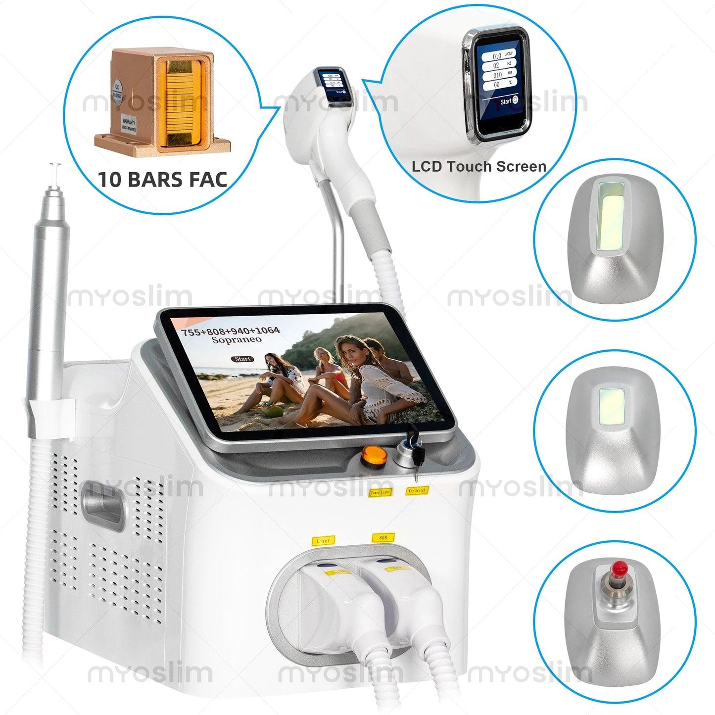 5000W FAC Soprano 2 in 1 808+ Picosecond Diode Hair Removal Device Picosecond Tattoo Removal Permanent Hair Removal