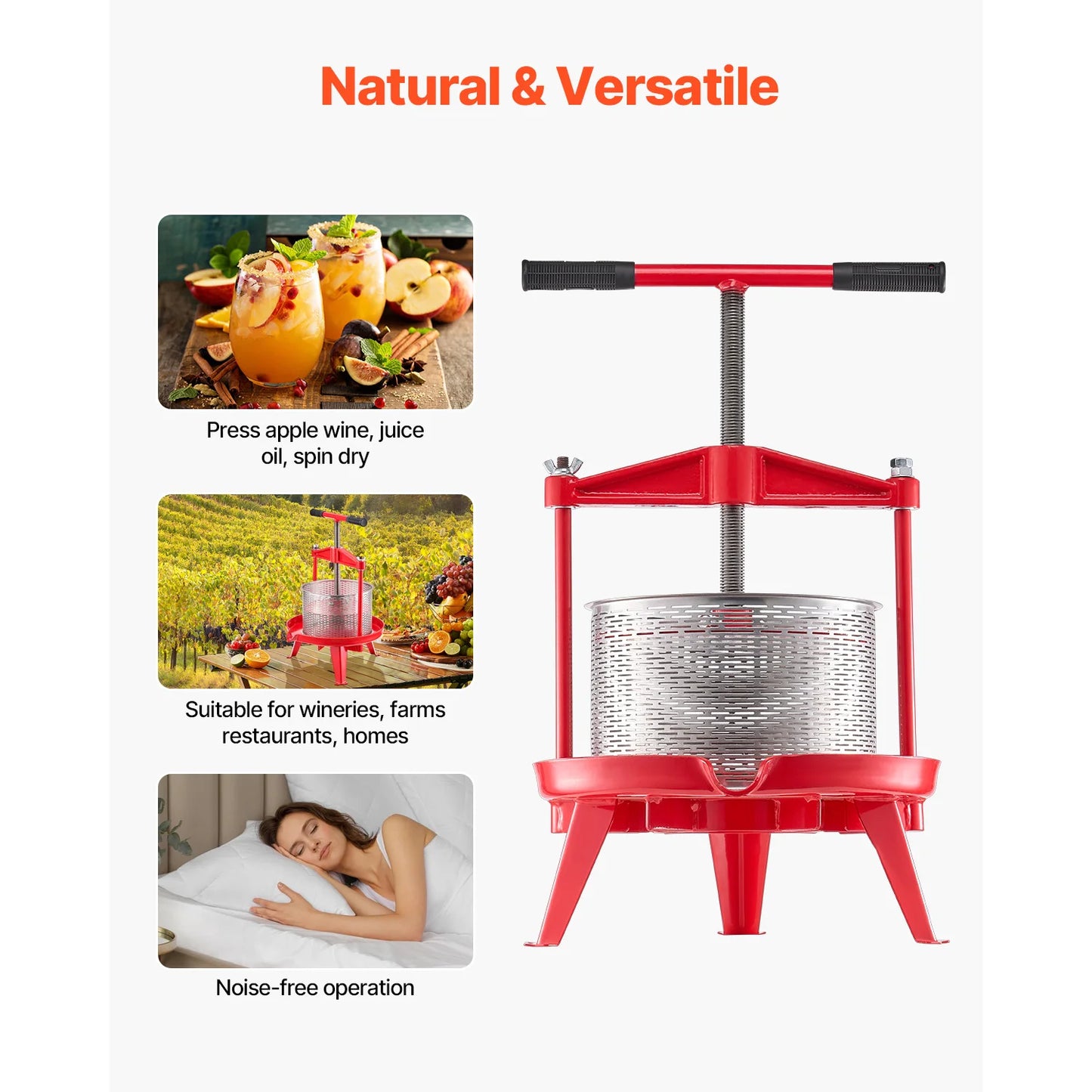 SucceBuy Fruit Wine Press Stainless Steel Manual Juicer