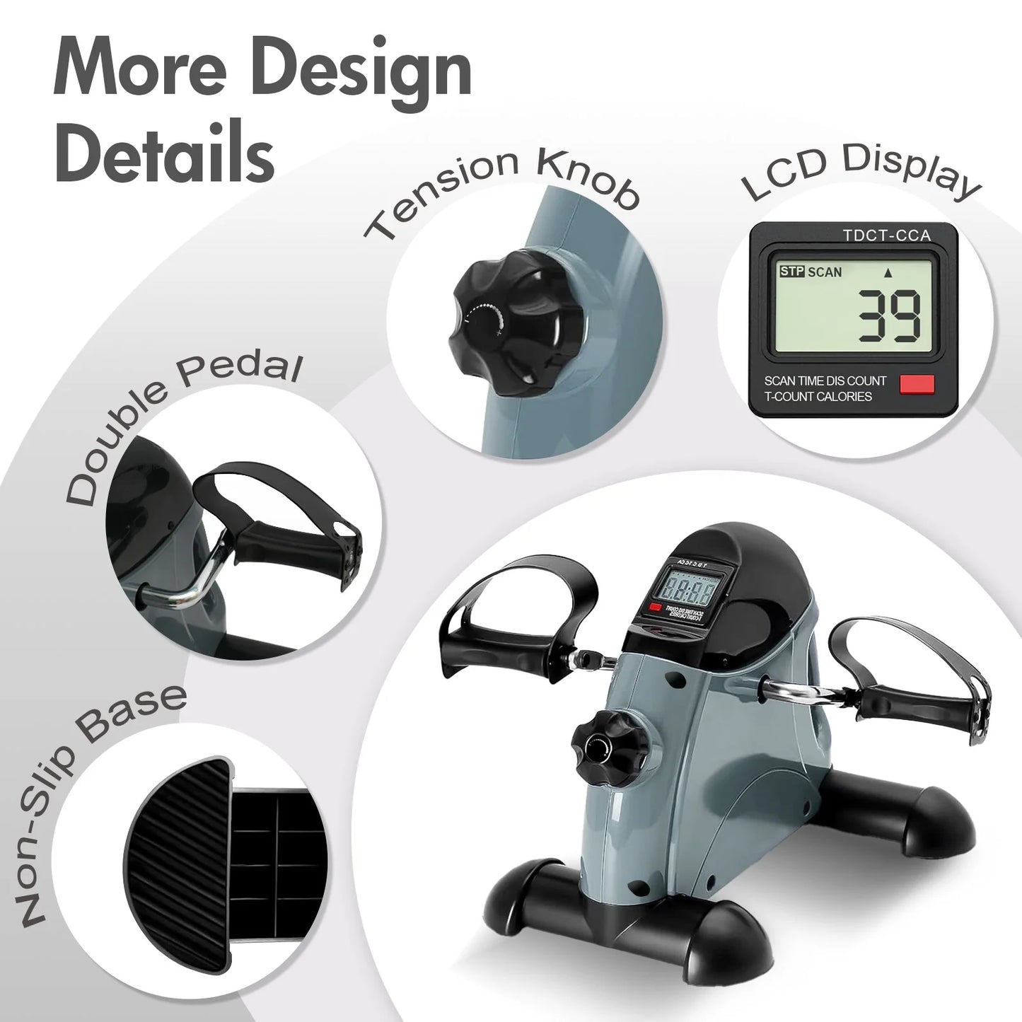 Mini Under Desk Stepper Pedal Exercise Bike With LCD Display