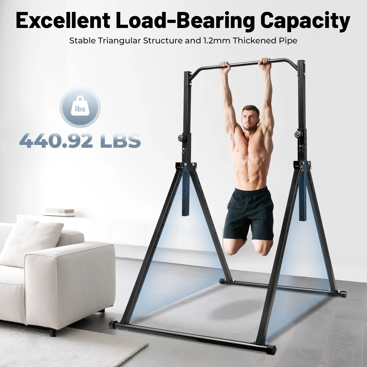 Triangular Pull Up Station Adjustable Height Carbon Steel Home Gym