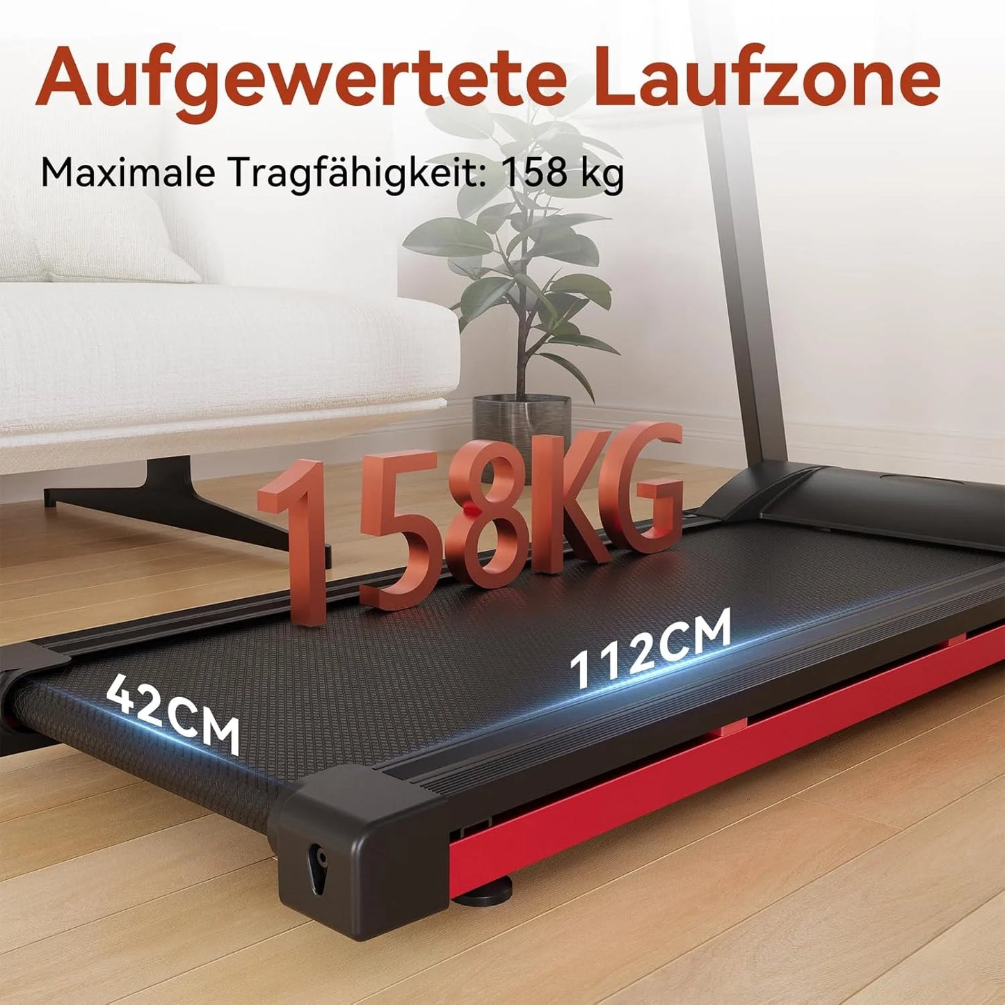 Superun 3.5HP Foldable Treadmill With 6 Percent Incline Bluetooth App 350lbs