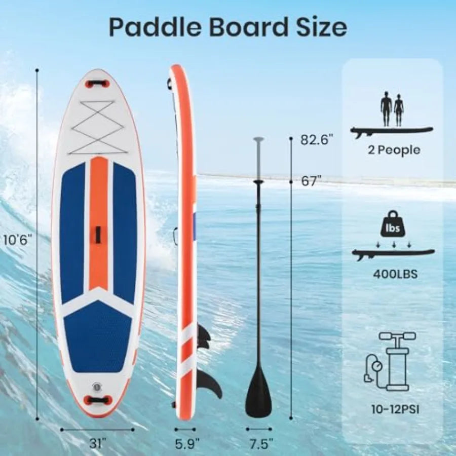 33 Inflatable Paddle Board SUP for beginners and adults, durable PVC material, blue color, ultra-stable design with 3 carry han