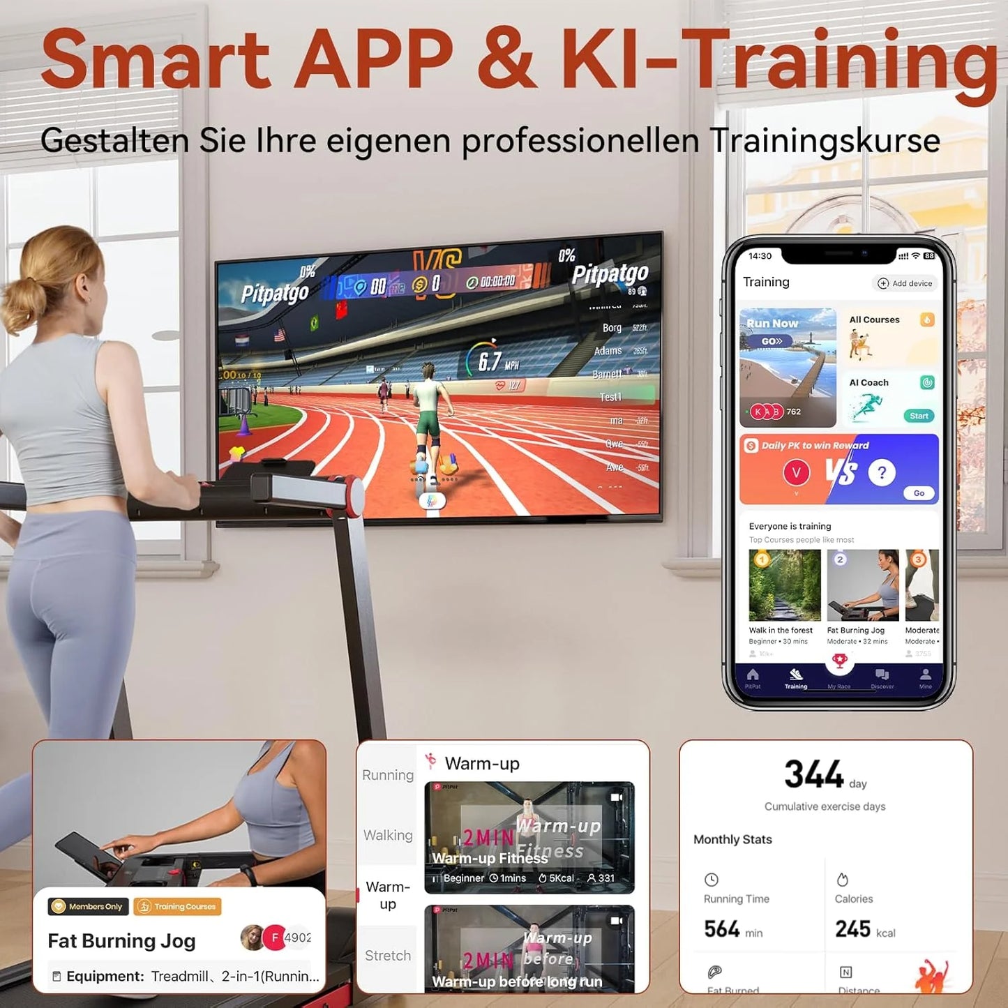 Superun 3.5HP Foldable Treadmill With 6 Percent Incline Bluetooth App 350lbs