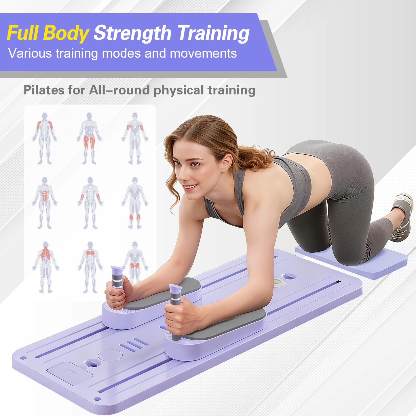 Foldable Pilates Bar Ab Board Core Trainer For Home Gym