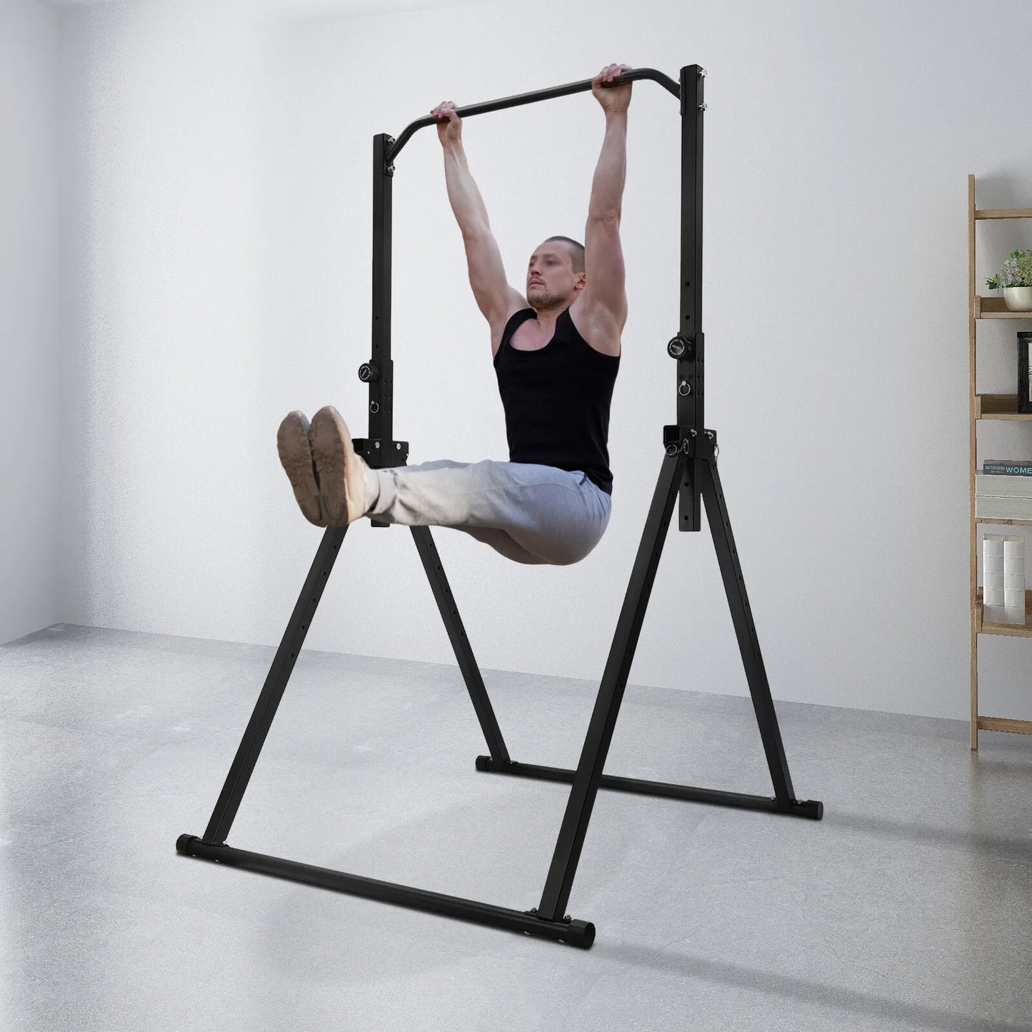 Triangular Pull Up Station Foldable Adjustable Height Strength Training Bar