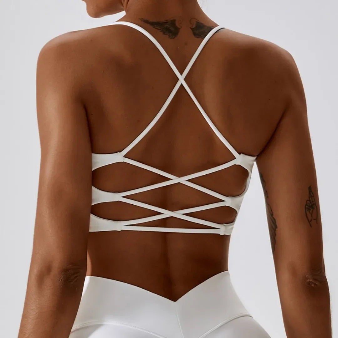 Women Crossback Sports Bra With Chest Pad For Yoga