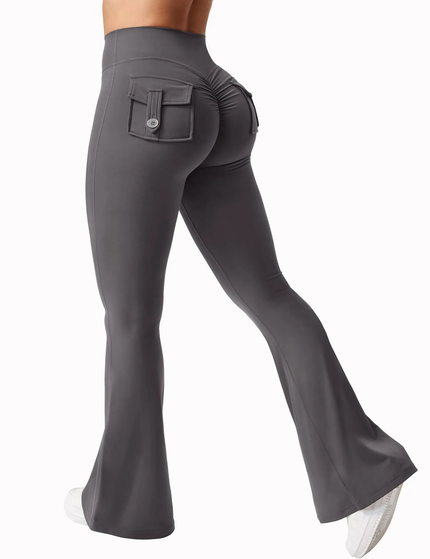 Summer Women's Cargo Pocket Fitness Tights High Waist Running