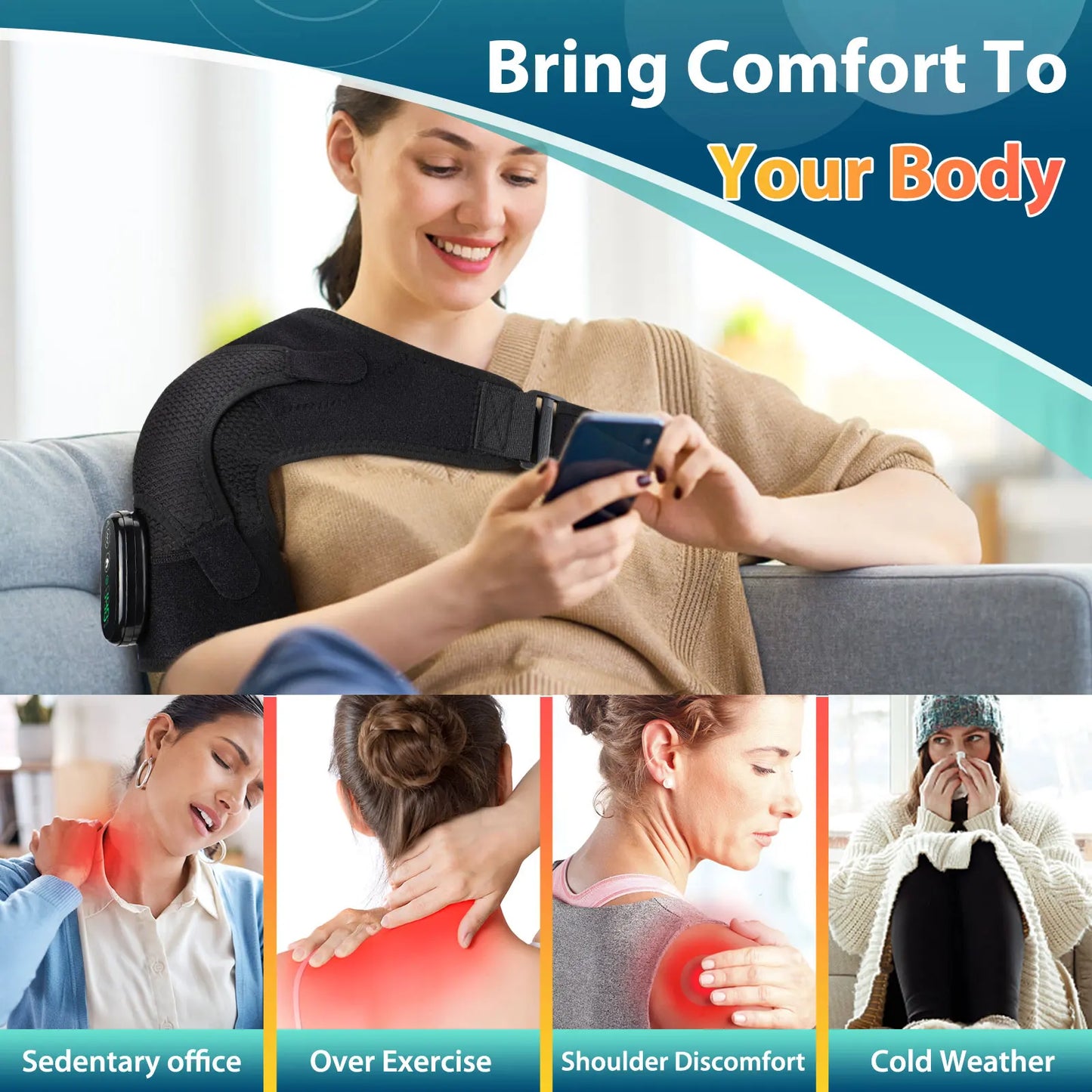 Hailicare Electric Heating Pad Shoulder Massager For Joint Pain Relief
