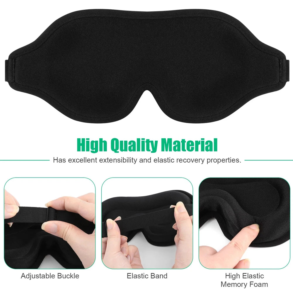 3D Travel Eye Sleep Mask Light Blocking Sleep Aid Adjustable Strap