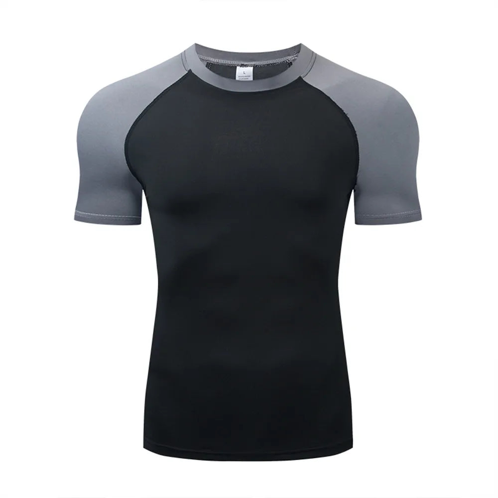 Men's Compression Training Shirt Elastic Breathable Polyester Elastane