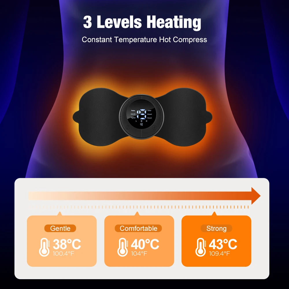 Neck Massager EMS 3 Heating19 Intensities Remote Control Mini Pulse Stimulator for Back Shoulder Waist Leg Arm Promotes Blood Circulation