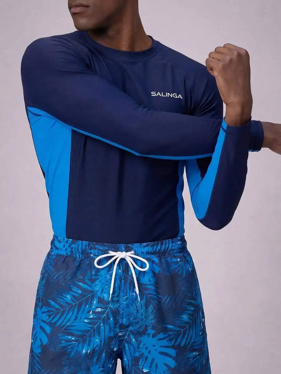 Men Rash Guard And Swim Shorts Set For Beach Adventure