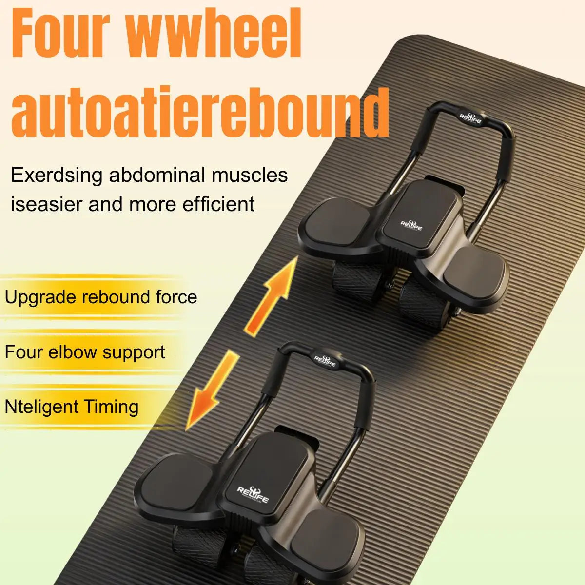 2 In 1 Abdominal Wheel Knee Mat With Automatic Rebound