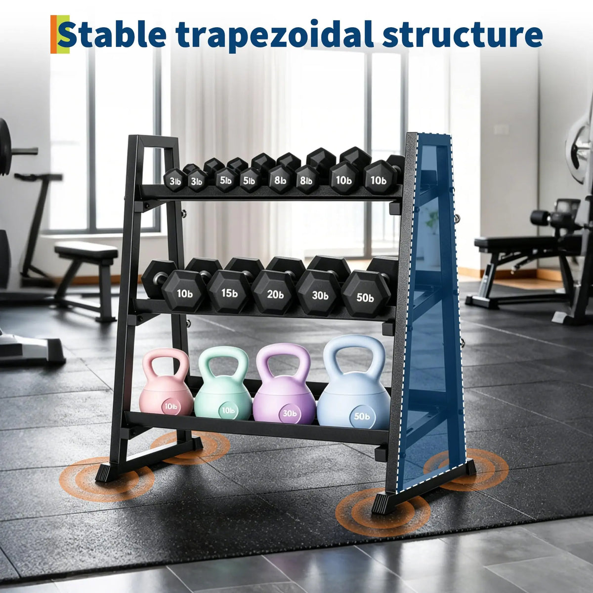 HiMISS Reinforced Trapezoidal Dumbbell Rack Home Gym Storage