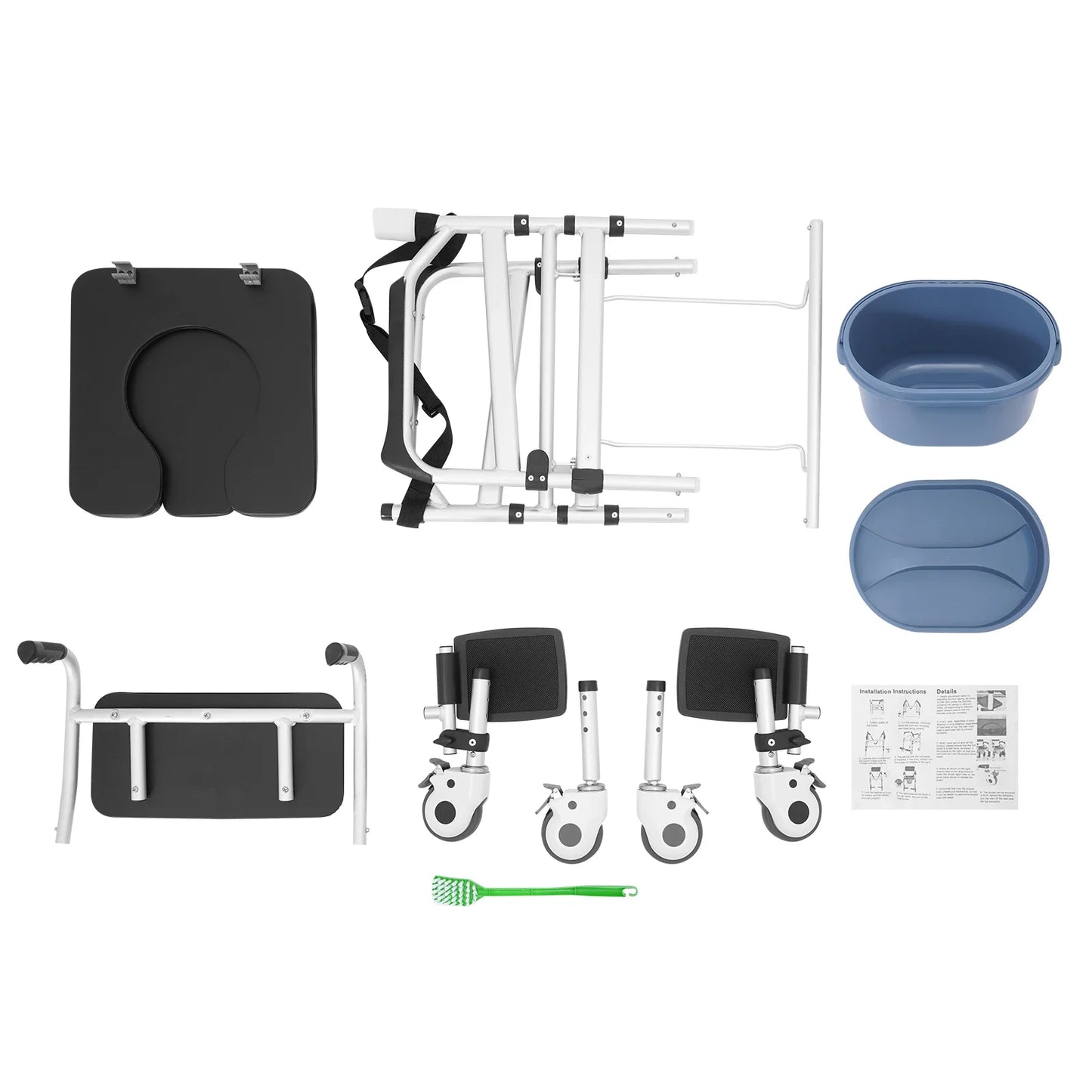 Bedside Wheelchair Rolling Shower Chair With Wheels And Arms