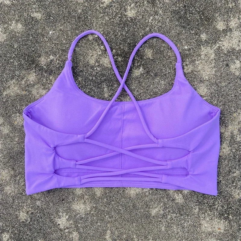 Women Crossback Sports Bra With Chest Pad For Yoga