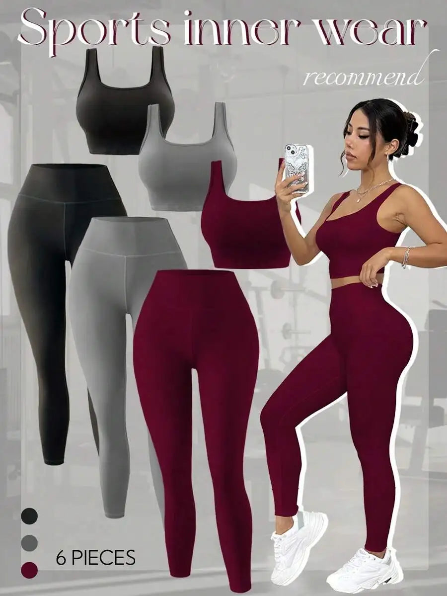 Women's Three Piece Yoga Set With Scoop Neck Tank Leggings