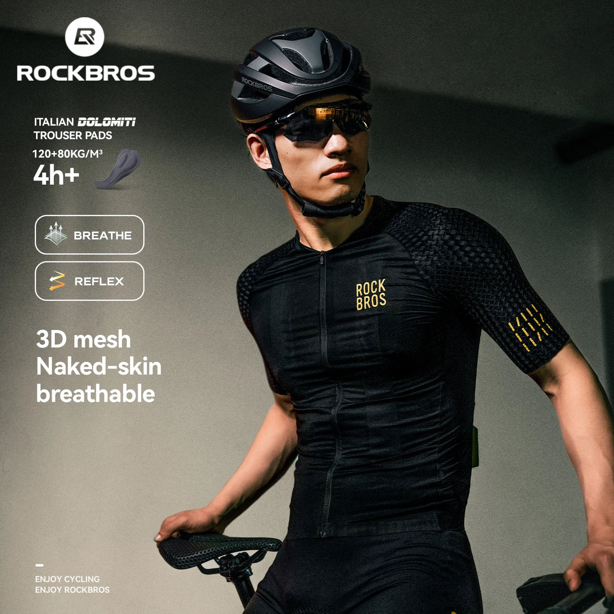 Rockbros Men Cycling Jersey Quick Dry Breathable Athletic Top