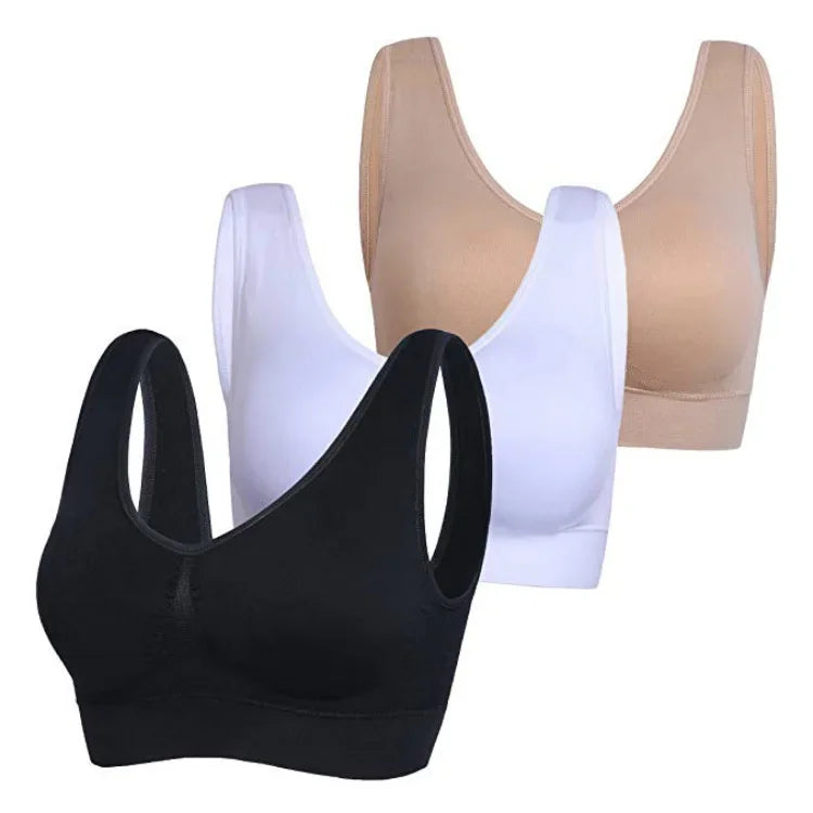 3 Piece Seamless Yoga Sports Bra Set With Removable Pads