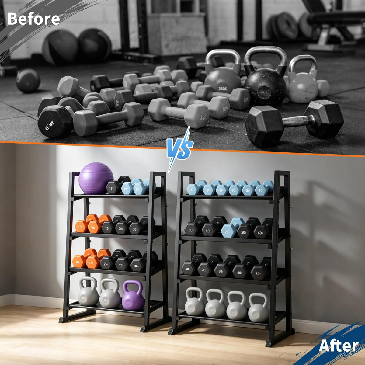 HiMISS Reinforced Trapezoidal Dumbbell Rack Home Gym Storage