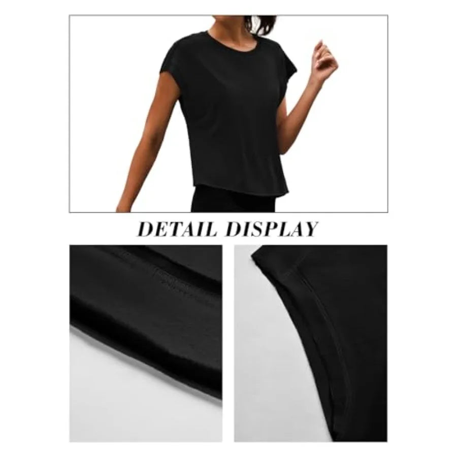 Women Open Back Workout Shirts Short Sleeve Tops Casual Yoga Y2k Athletic Gym Running Crop Tees