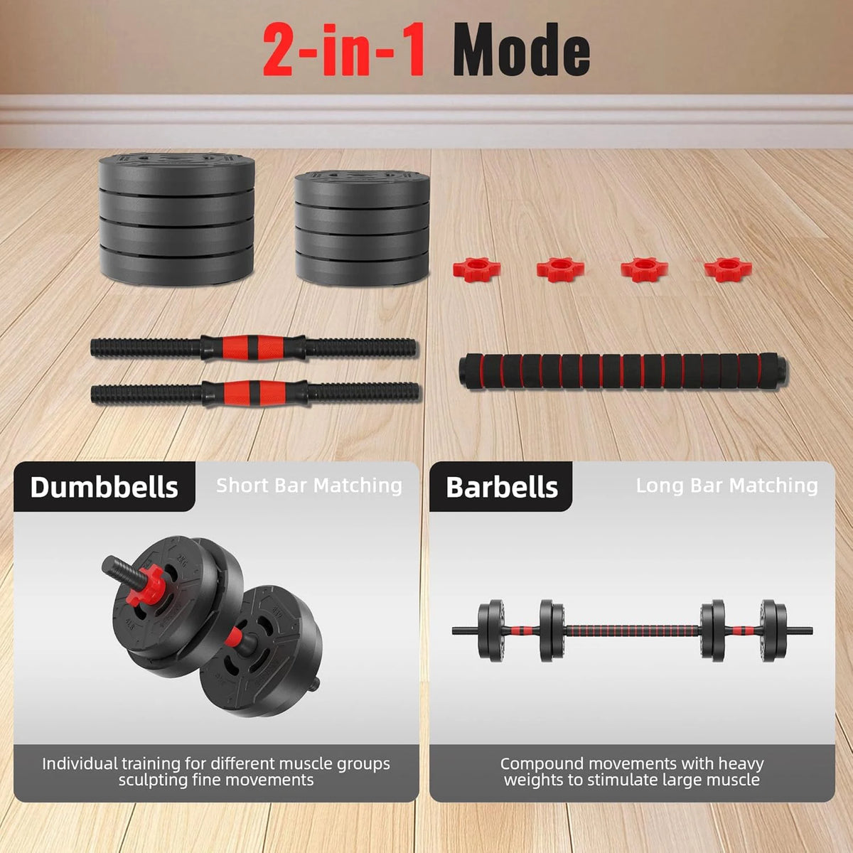 Adjustable Dumbbell And Barbell Strength Training Home Gym Set